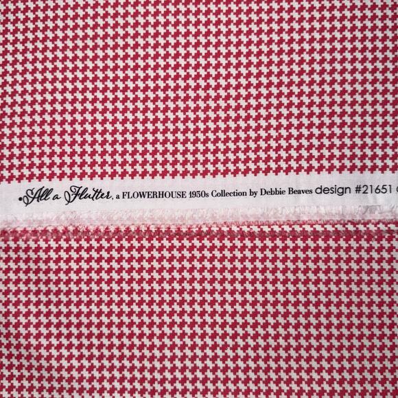 Pink Houndstooth | Flowerhouse All a Flutter | Robert Kaufman Fabrics | 1/2 Yard - Picture 5 of 6